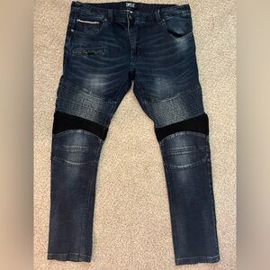 Men's Denim Skinny Jeans with Black Details